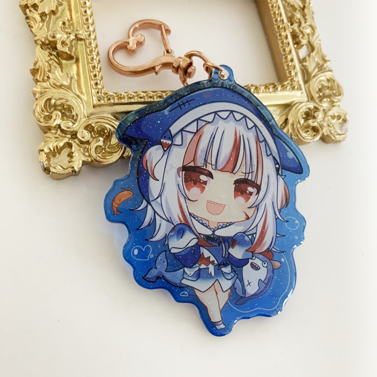 No minimum custom logo epoxy acrylic charms high quality transparent double side printing resin acrylic keychain