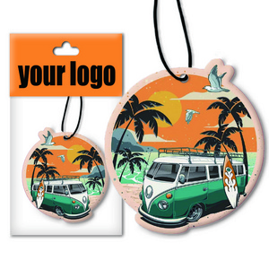 No minimum OEM hot selling custom car shaped hanging car air freshener with different fragrance with cardboard packaging