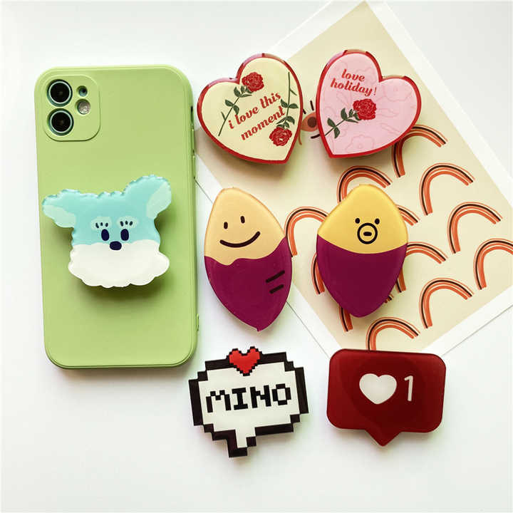 Mobile Phone Holder With Cute Design Acrylic Sublimation Phone Grip Custom Phone Grip Poppings Socket