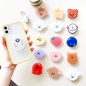 Kunshan Price Custom Cellphone Holder Animal Design Acrylic Phone Grips With Epoxy