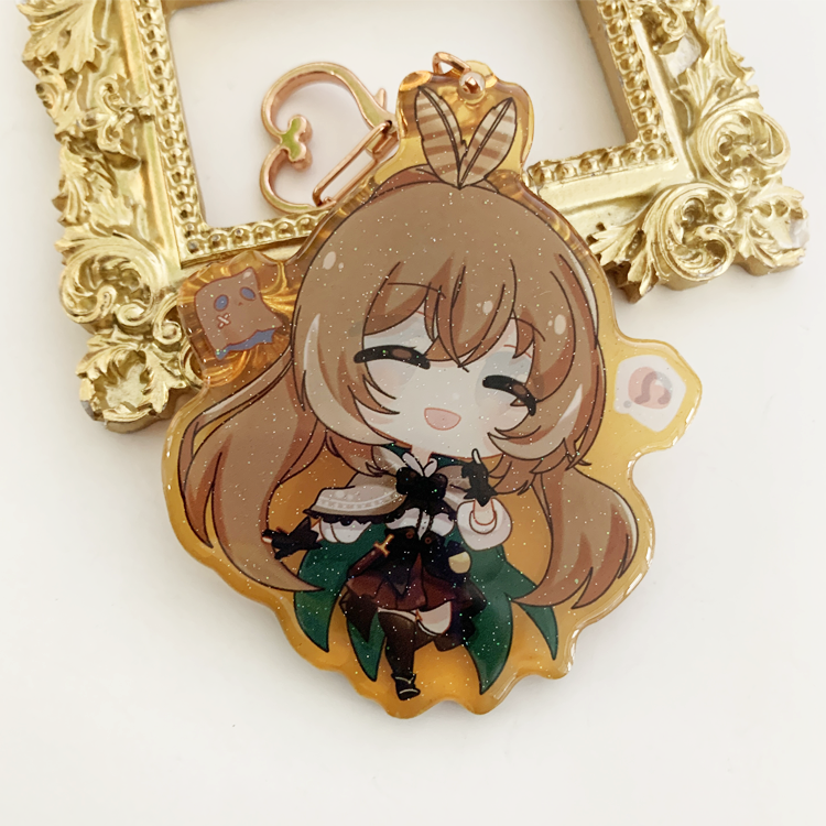 No minimum custom logo epoxy acrylic charms high quality transparent double side printing resin acrylic keychain