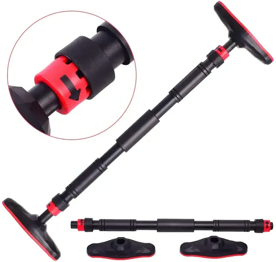 Portable multi-functional adjustable strength training door pull up bar