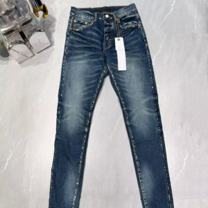 High Quality Vintage Stacked Jeans Heavy Wash Slim Fit And Custom Stretch Denim Pants