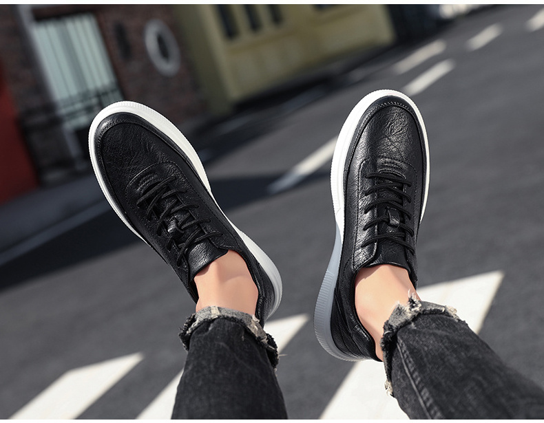 Men Leather Sneakers White Genuine Leather Sneaker Private Label Leather Sneakers Man Black Shoes