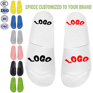 Wholesale Custom logo PVC Summer Slippers Home Unisex slide sandal printing logo Design Print Beach Walk Slippers For Women Men