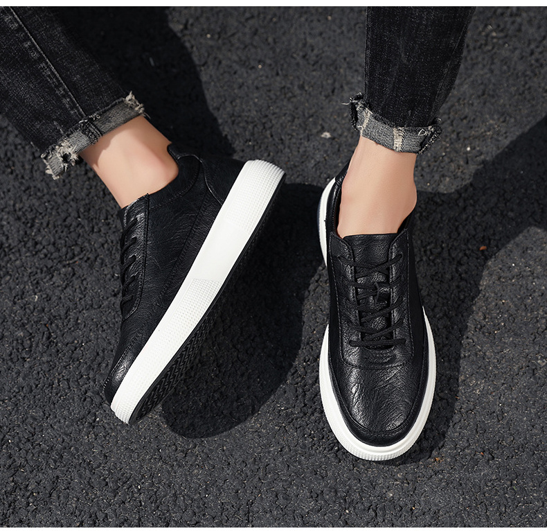 Men Leather Sneakers White Genuine Leather Sneaker Private Label Leather Sneakers Man Black Shoes