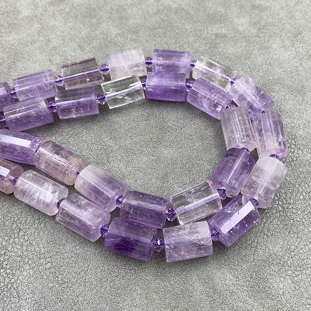 Delicate translucent crystal chain Lavender tourmaline/jade Loose bead DIY necklace bracelet Natural semi-precious stone