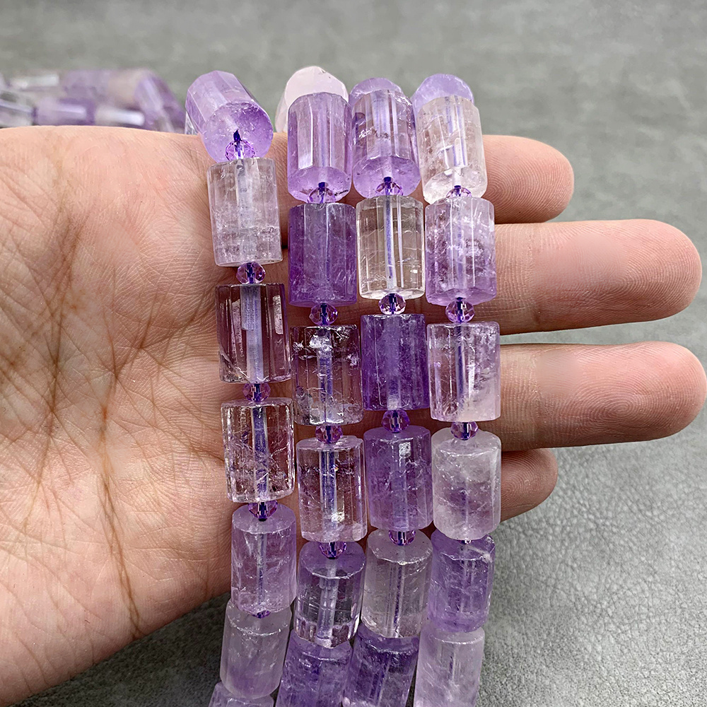 Delicate translucent crystal chain Lavender tourmaline/jade Loose bead DIY necklace bracelet Natural semi-precious stone