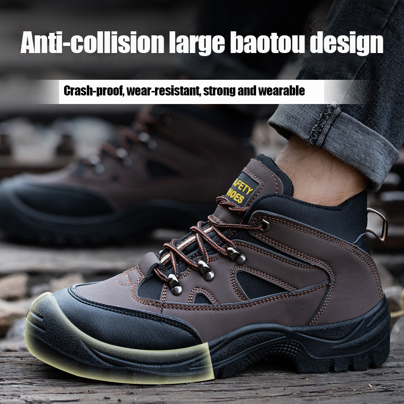 High quality safety shoes men anti-impact anti-puncture safety shoes boots for worker oil resistance acid safety shoes