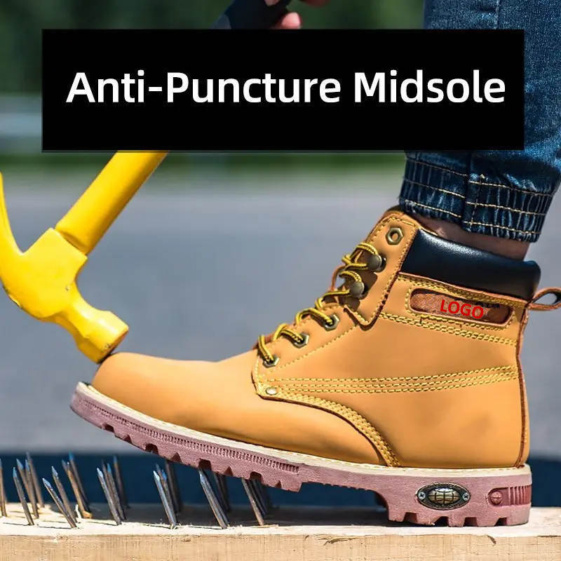 New fashion anti-puncture safety shoes for men steel toe lightweight safety shoes anti-slip work boots for worker