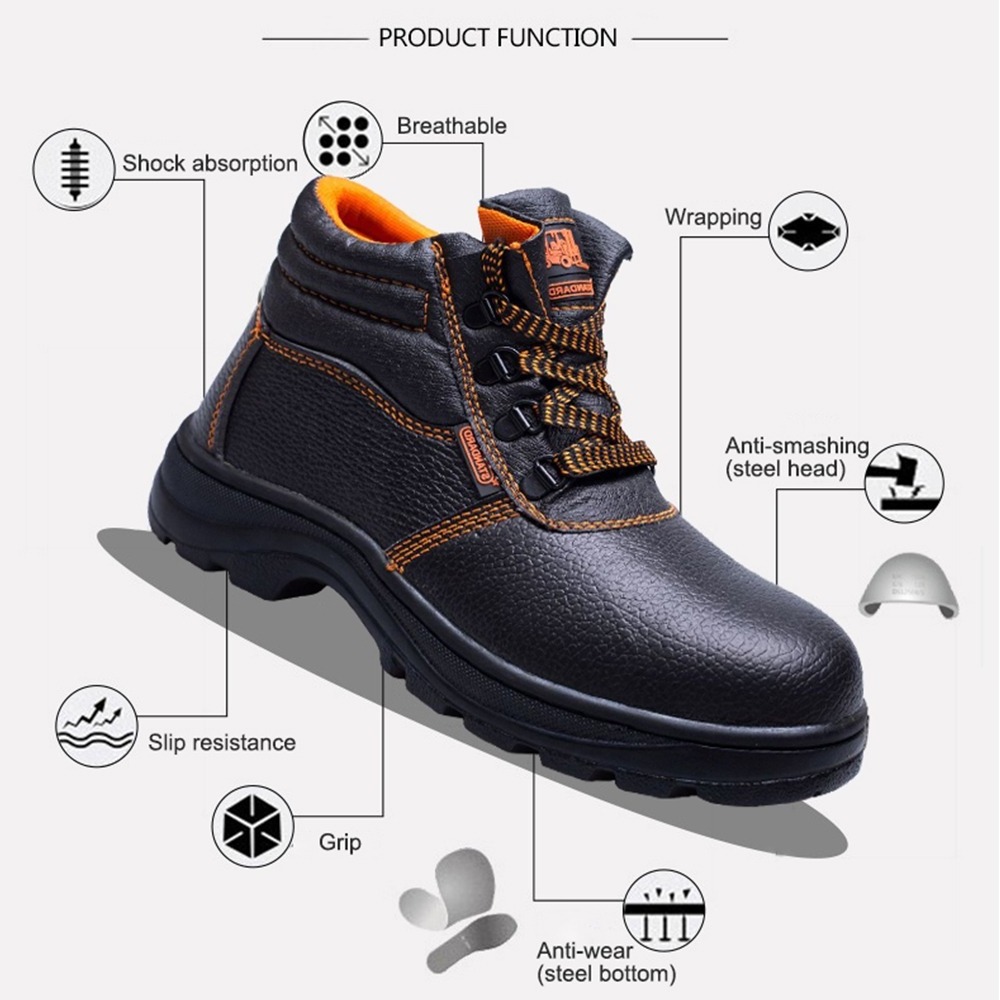 steel toe puncture proof  industrial highcut safety shoes safty boots men safety shoes protective work boots for men safety