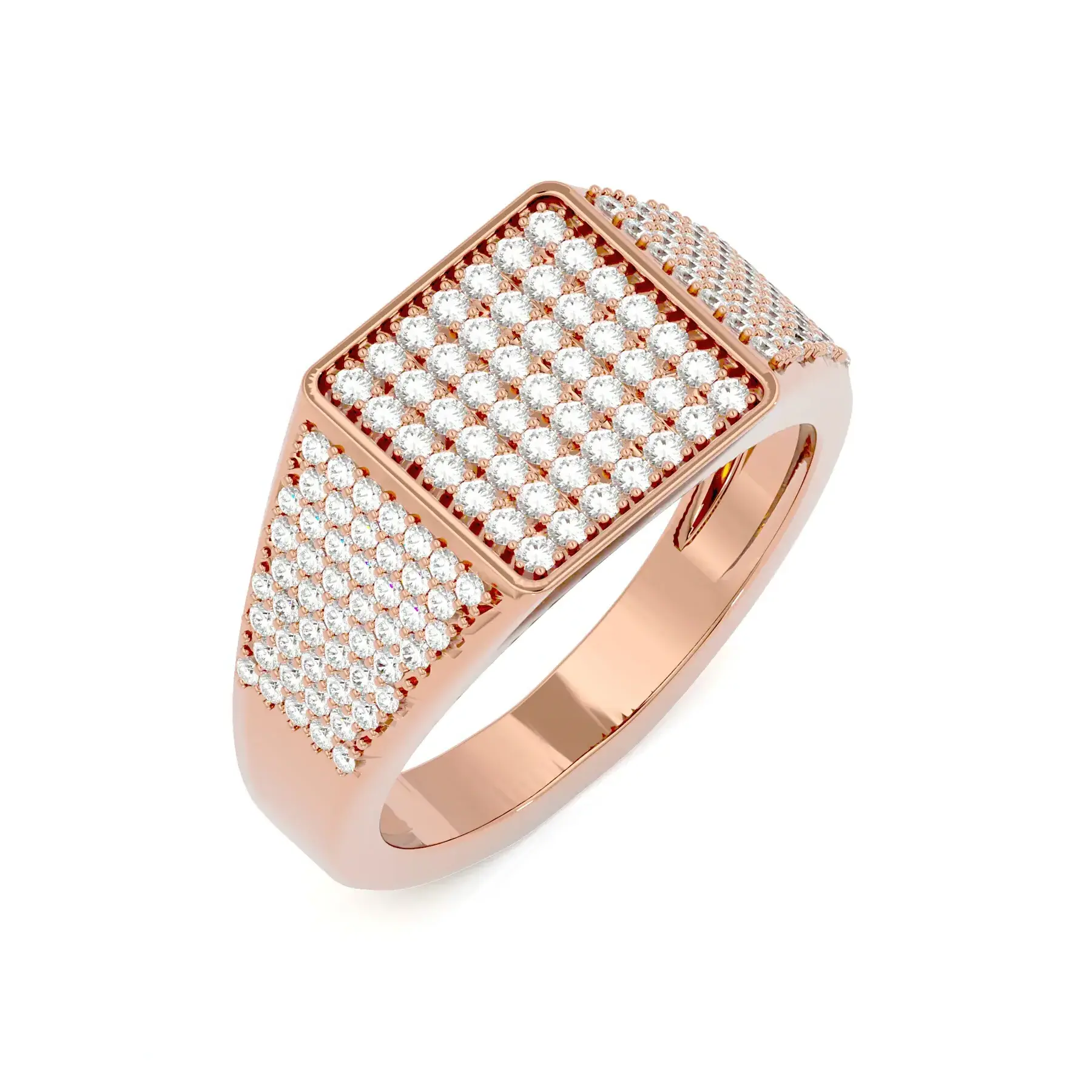 GEUM Jewels Factory OEM ODM Pure Solid 18k Gold square signet rings with Natural Diamonds Punk Ring Mens Fine jewelry