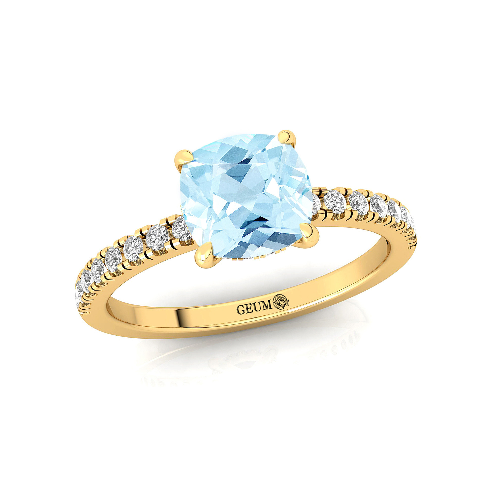 Handmade Jewelry Natural Aquamarine Gemstone Cocktail Rings in 18K Solid Yellow Gold Gemstone Rings Birthstone Jewelry For Women