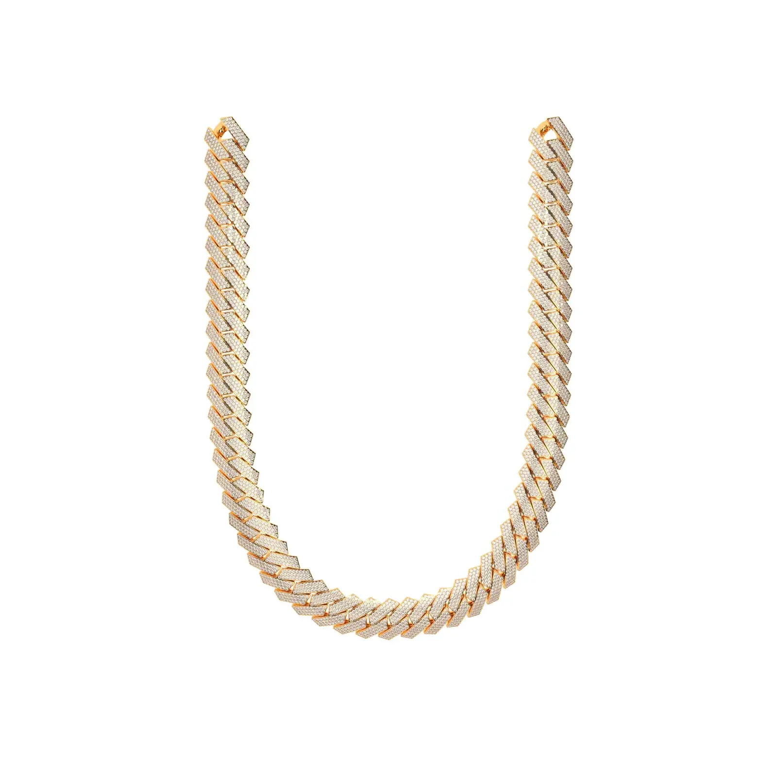 Hip Hop Natural Diamond Men Signature Baguette Cuban Link Chain Pure 18k Gold Necklace Iced out 15mm 20mm Baguette Cuban Chain