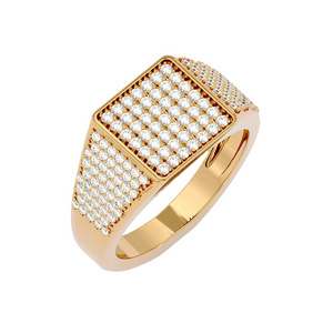 GEUM Jewels Factory OEM ODM Pure Solid 18k Gold square signet rings with Natural Diamonds Punk Ring Mens Fine jewelry