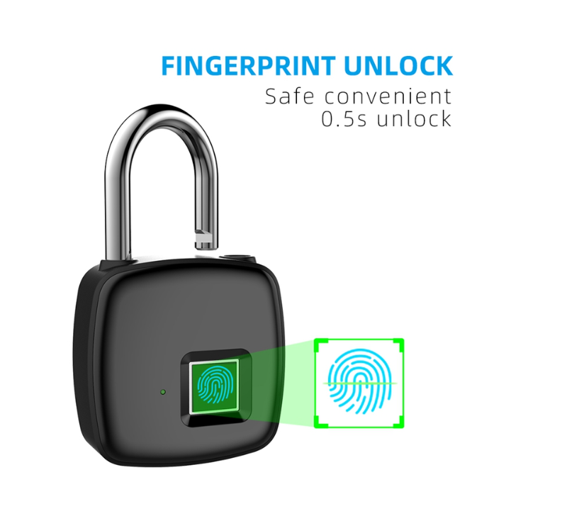 Touch Keyless Biometric Security Waterproof for Door Case Gym Fingerprint Padlock Smart combination security padlock