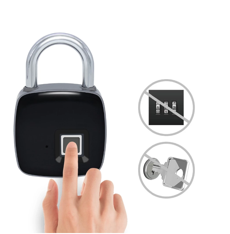 Touch Keyless Biometric Security Waterproof for Door Case Gym Fingerprint Padlock Smart combination security padlock