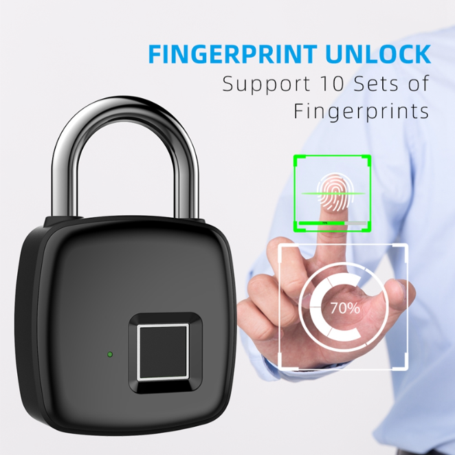 Touch Keyless Biometric Security Waterproof for Door Case Gym Fingerprint Padlock Smart combination security padlock