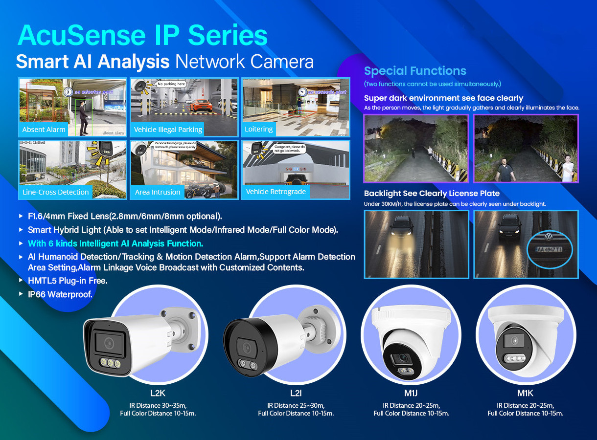 OEM 2MP 3MP 4MP 5MP 8MP 4K AI Humanoid Detection Security CCTV Camera Outdoor POE 4k Smart Ip Camera Dual Light