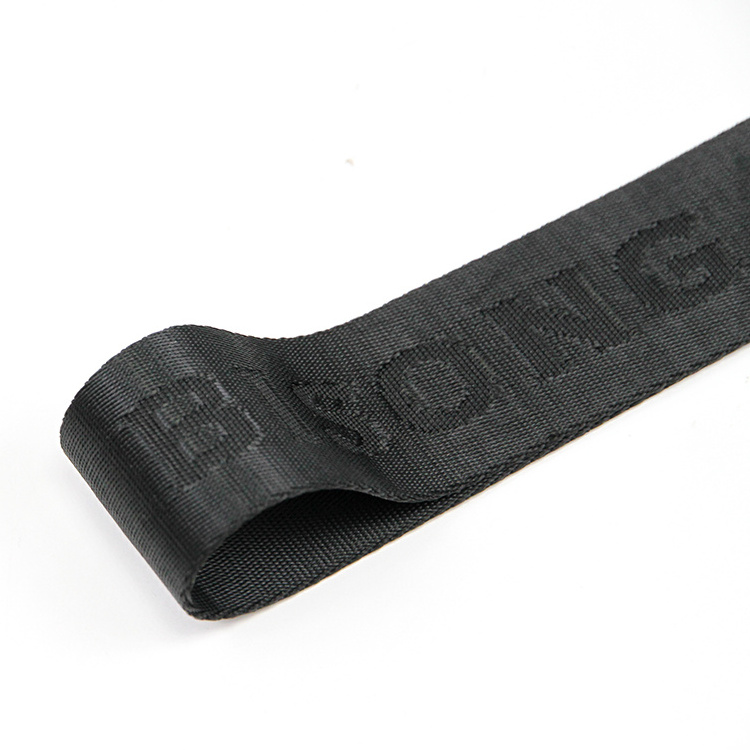 Custom Black Logo Webbing 1.5 Inch 38mm Jacquard Recycled Strap Custom Webbing Strap Debossed Webbing For Backpack Handbags