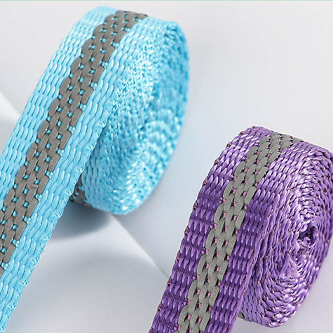 Factory Direct Supply Polyester Webbing 1.2 cm 1.5 cm Reflective Straps 5 Reflective Lines Webbing For Pet Leash Shoes Hat