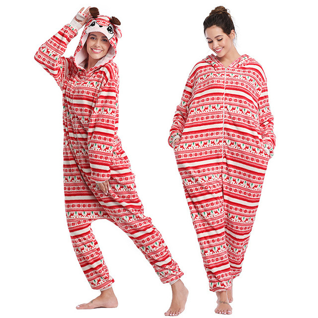 custom print polyester flannel christmas onesie for women