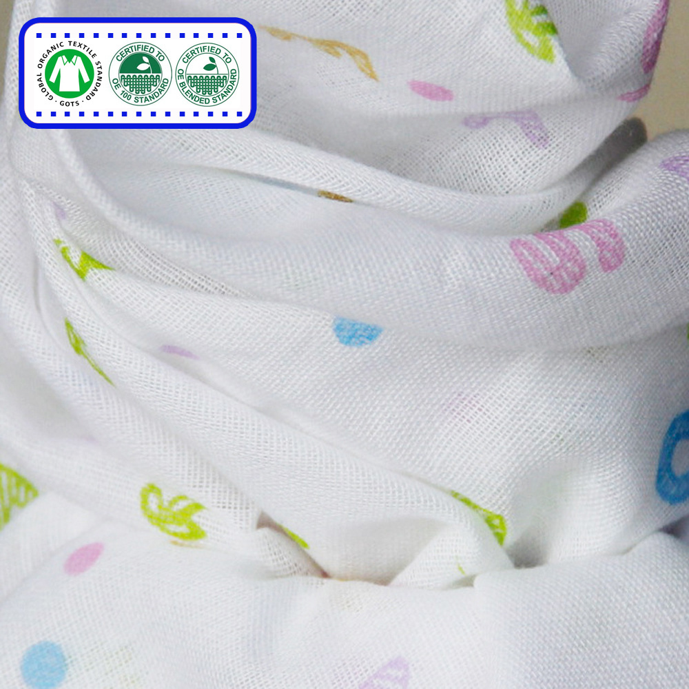 No MOQ digital print gauze organic cotton muslin fabric