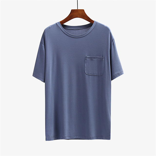 men blank bamboo fiber t shirt with pocket