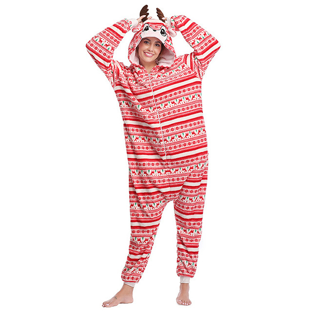 custom print polyester flannel christmas onesie for women