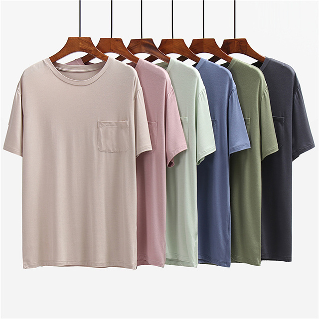 men blank bamboo fiber t shirt with pocket