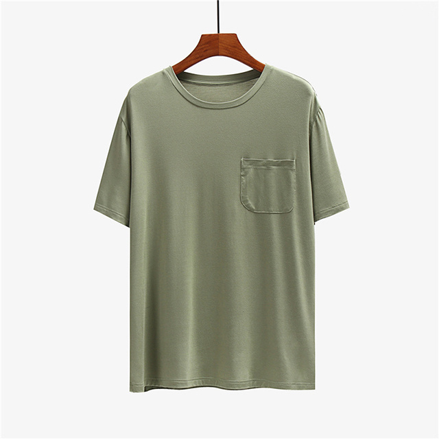 men blank bamboo fiber t shirt with pocket