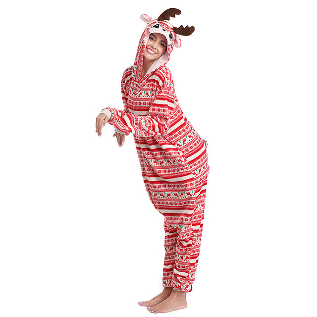 custom print polyester flannel christmas onesie for women