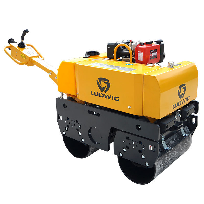 Walking behind double drum vibratory  small compaction roller compactor hand compact mini road roller