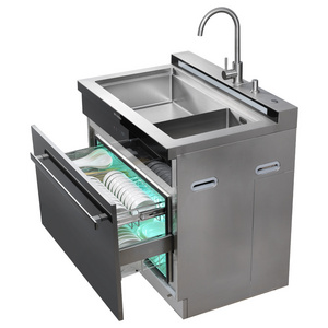 Gexiang Factory Custom High Quality Multifunctional Built-in Kitchen Integrated Sink Disinfection Cabinet