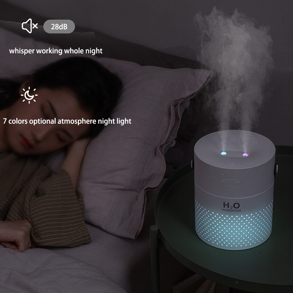 best selling wireless mini humidifier 1L double spray cool mist diffuser portable rechargeable ultrasonic home humidifier