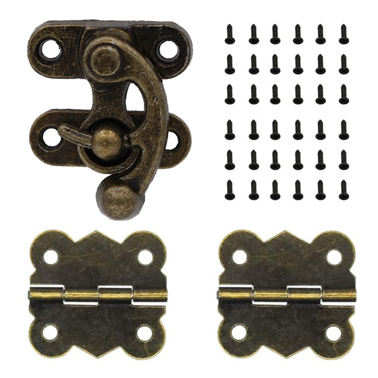 Metal Lock Swing Arm Latch Plated Bronze With Screws For Small Christmas Wooden Gift Box