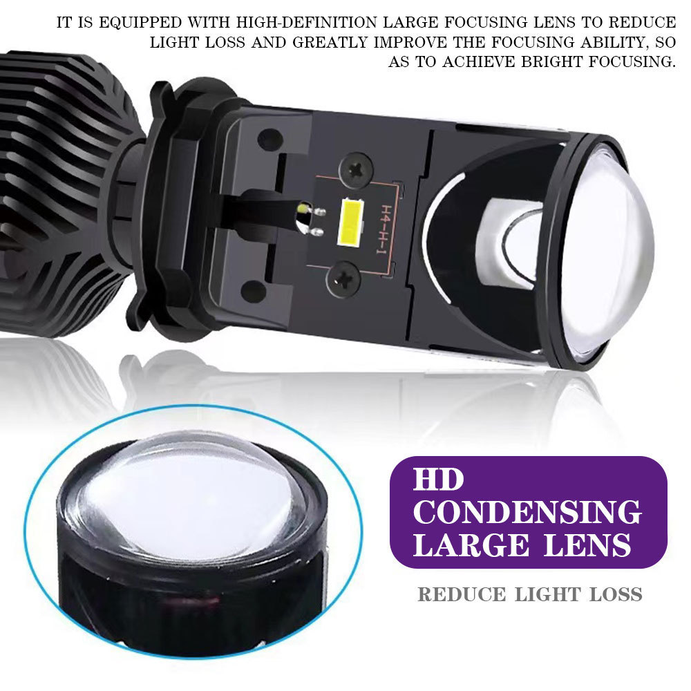 Super Bright High Low Beam 6000k H4 Mini Y6d Lens Projector Headlight H4 Y6 Led Headlight Bulb