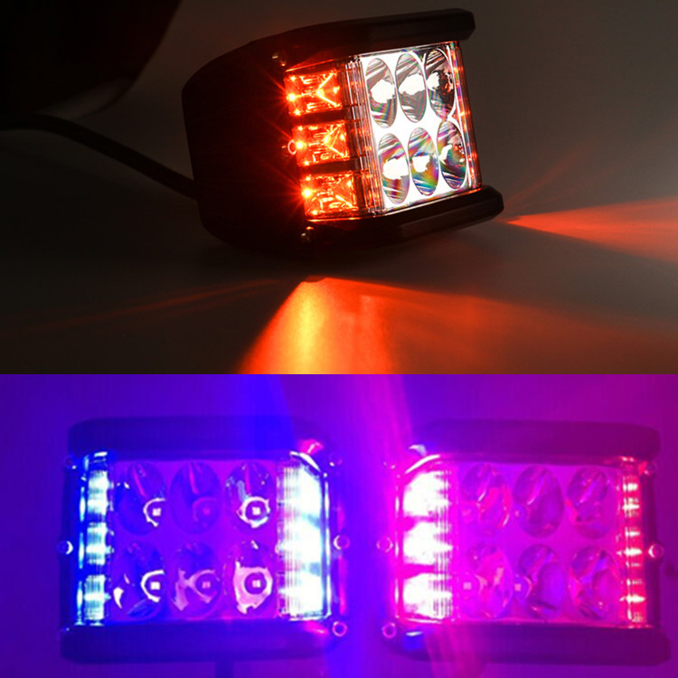 1pcs Flashing Blue Red Amber 60W Side Shot Pod Cubes Led Work Light Driving UTV RZR Truck For Jeep Hummer Offroad