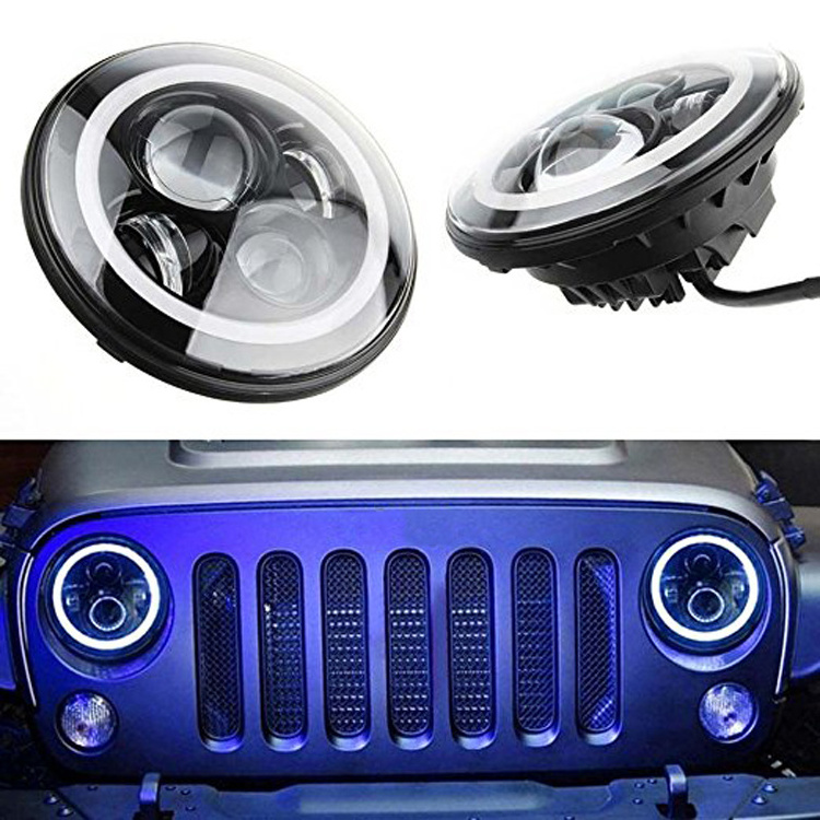 7 Inch 45W Round LED Halo lamp Kit Met LED Chips DRL Angel Eye H4 H13 Hi/Lo beam headlight for Jeep JK 2009-2015 TJ YJ Hummer