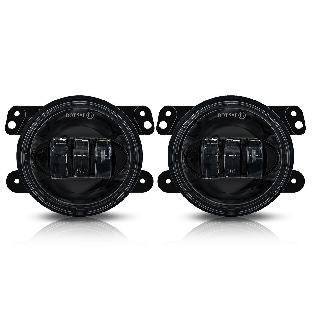 2PCS 4Inch Round Led Fog Lights 30W 6000K White Halo Ring DRL Off Road Fog Lamps For Jeep Wrangler JK TJ LJ Grand Cherokee