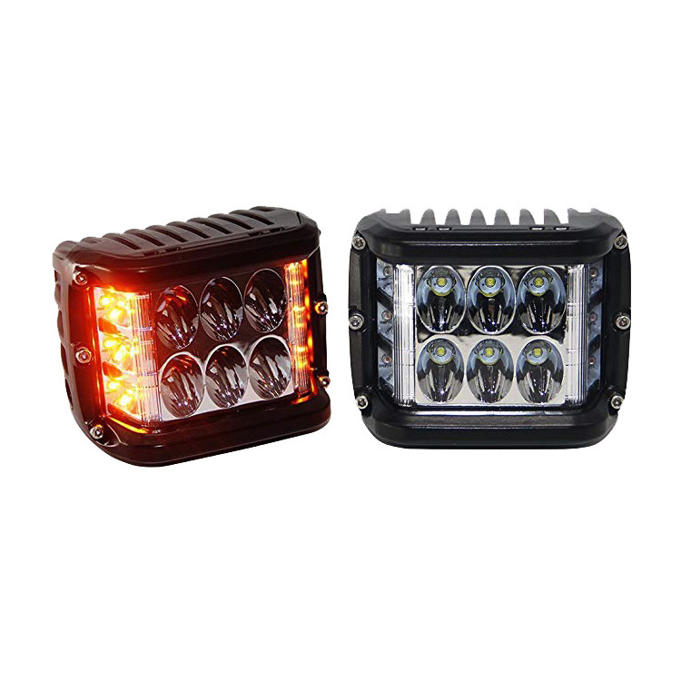 10-30V 60W 4X4 Dual color flashlight 12v led car light Shooter Amber White Strobe Offroad  Driving rechargeable led work lights