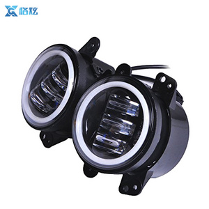 30W 4 Inch Round Led Fog Light White Halo Ring Angel Eyes & White Lamp DRL amber turning lights for Jeep Wrangler JK LJ TJ