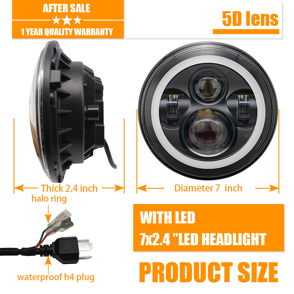 7 Inch 45W Round LED Halo lamp Kit Met LED Chips DRL Angel Eye H4 H13 Hi/Lo beam headlight for Jeep JK 2009-2015 TJ YJ Hummer