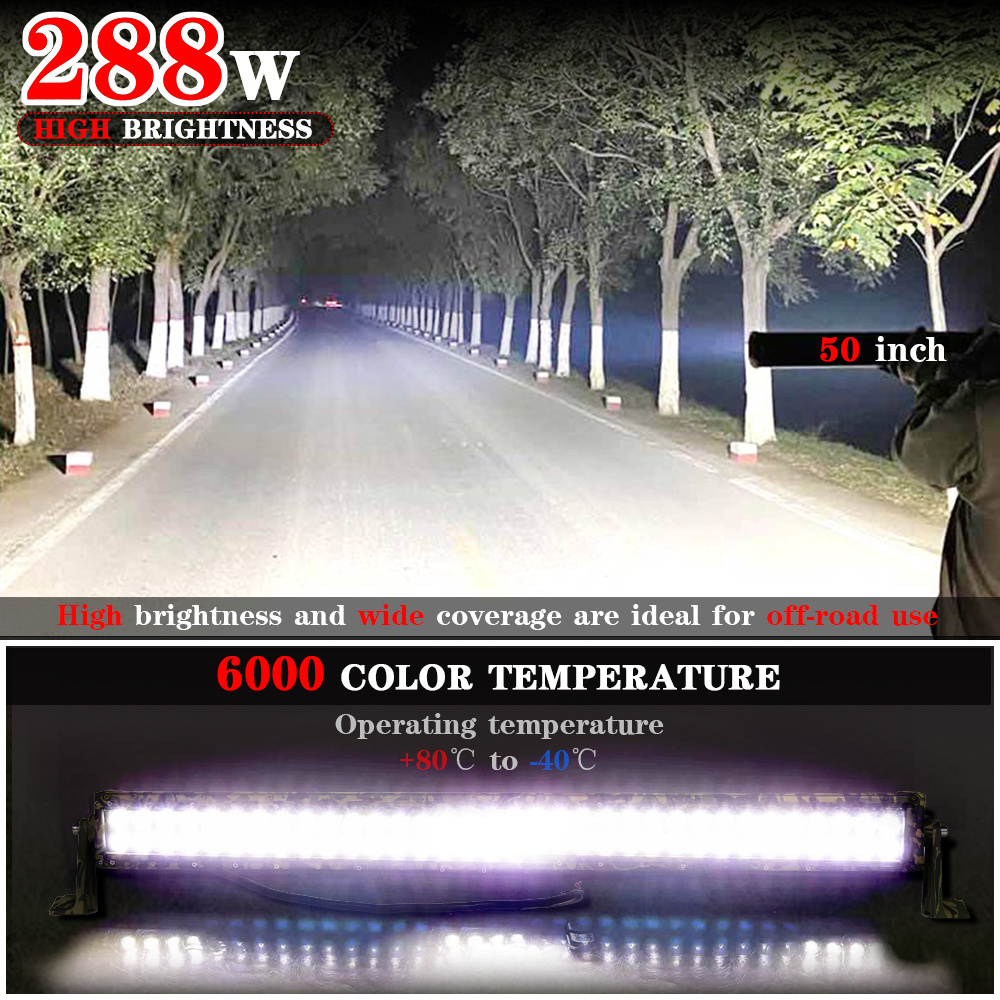 Trucks tractors 12V 24V Wholesale triple row quad 50 inch offroad driving light barra led 4x4 LED Driving light bar in canoufla