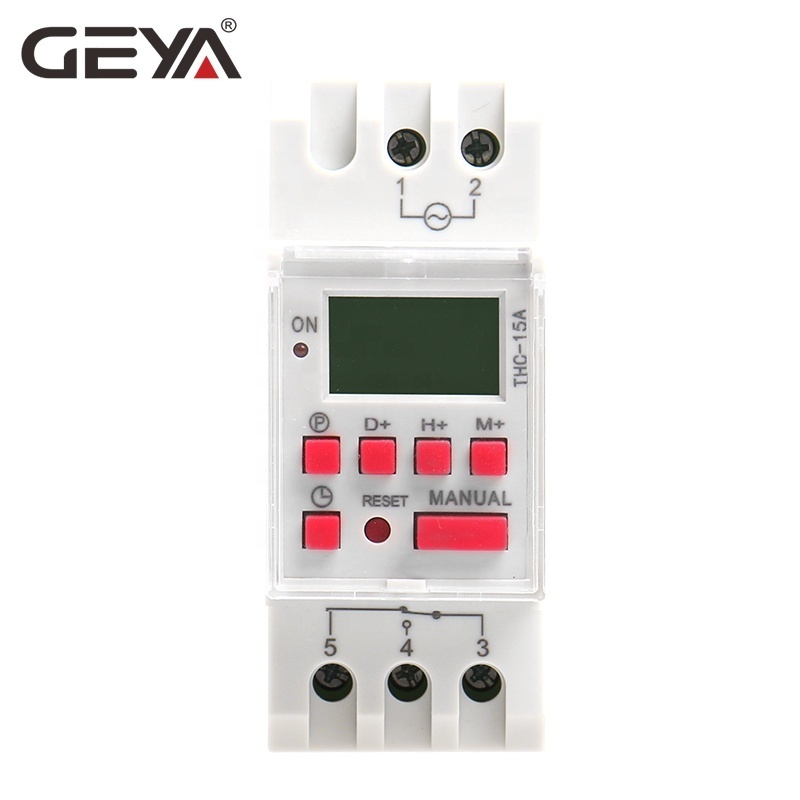 GEYA THC15A Time Switch Weekly Program DIN Rail LCD Digital 16A Timer Switch DC12V 24V 48V AC110V 220V