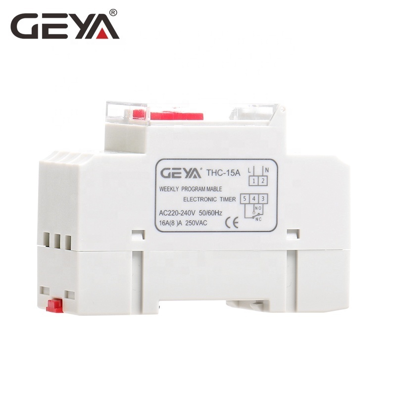 GEYA THC15A Time Switch Weekly Program DIN Rail LCD Digital 16A Timer Switch DC12V 24V 48V AC110V 220V