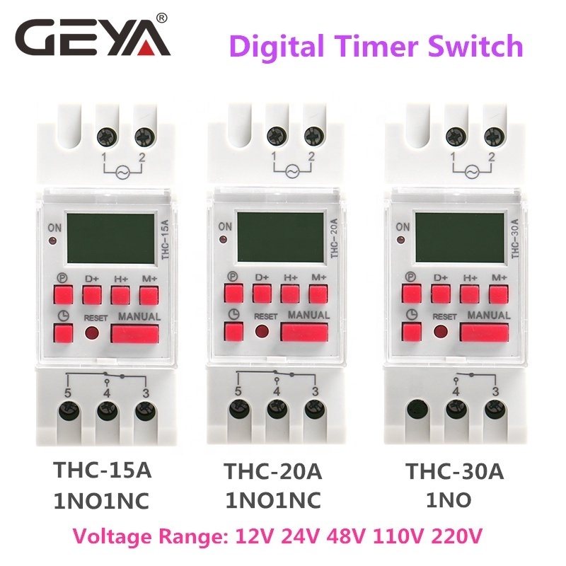 GEYA THC-15A AHC-15A Programmable Timer Digital Electrical Time Switches Electrical Weekly Timer Switch 12V 24V 48V 110V 220V