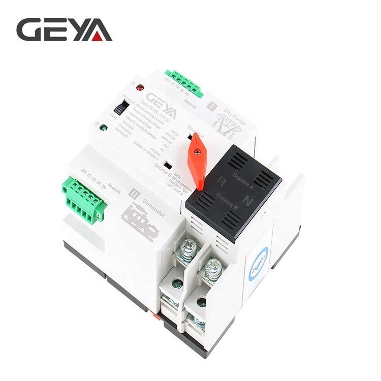 GEYA 2P ATS W2R Din Rail Automatic Transfer Wwitch 63A 2P Automatic Changeover Switch Electric Switch ATS 230V PC 100A AC 400V