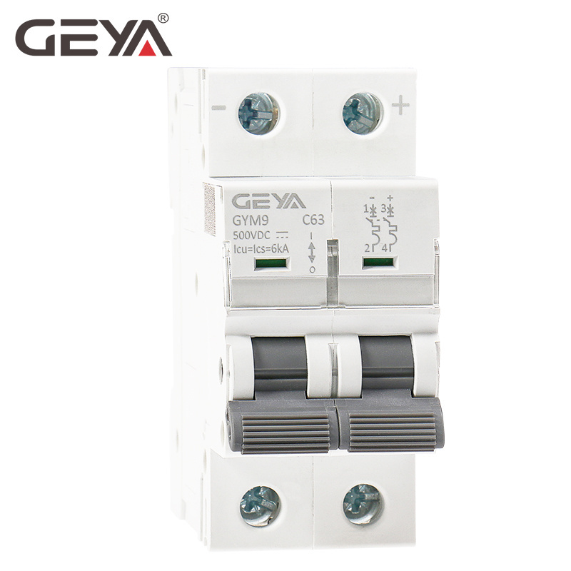 GEYA OEM ODM GYM9 DC MCB 6kA 2P 50/60 Hz 250V 500V 750V 1000V Solar PV System Miniature Circuit Breaker