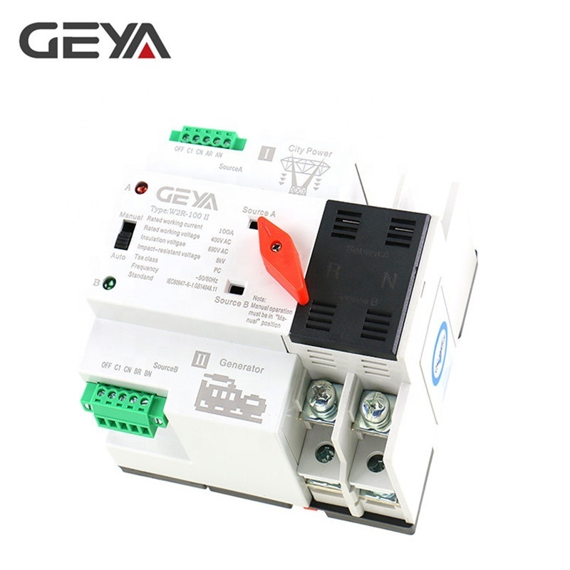 GEYA W2R-100 ATS Automatic Transfer Switch Single Phase Generator ATS Switch AC 110V 220V